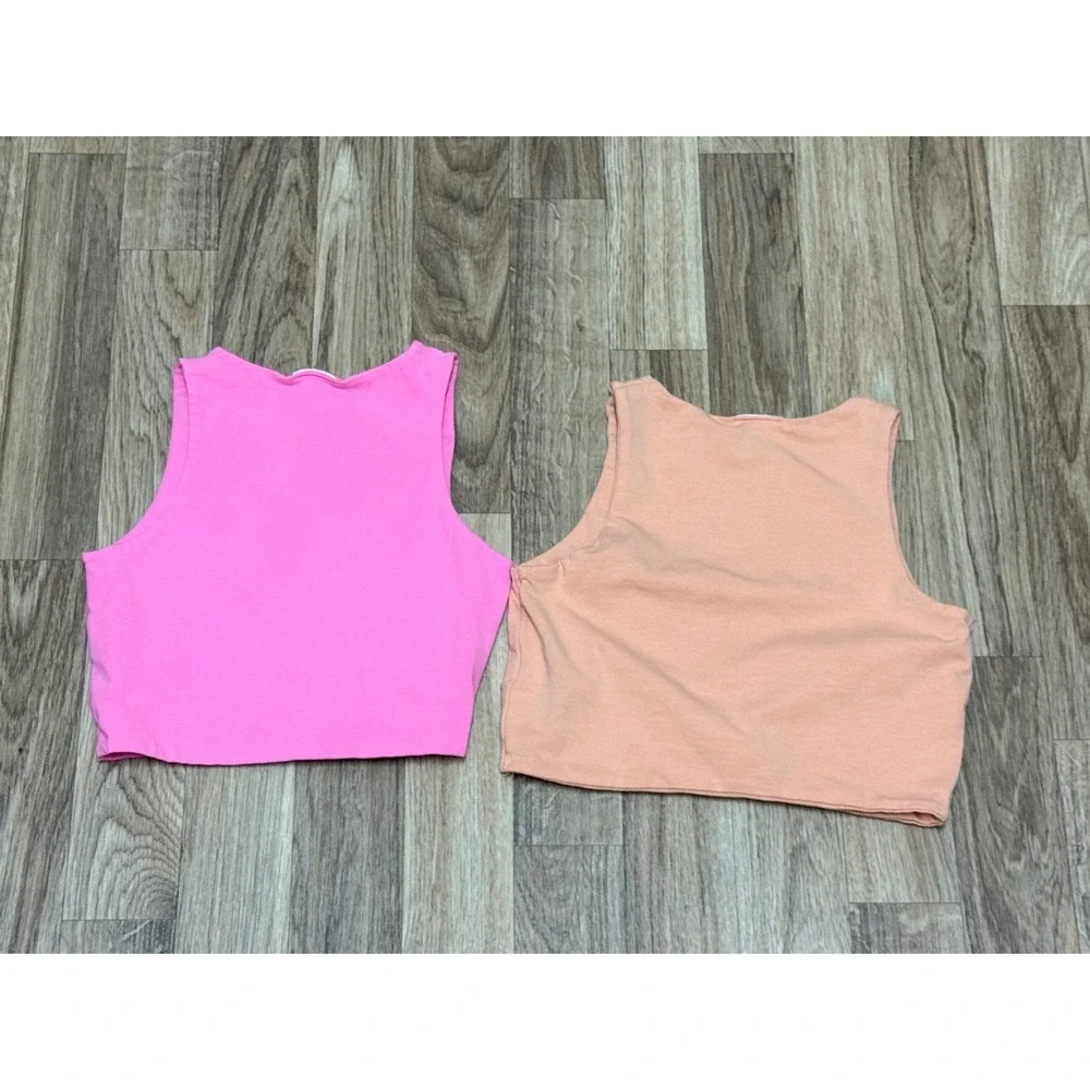 Zara Kids Girls 2 Pack Crop Tank Tops Pink Orange Size 9-10